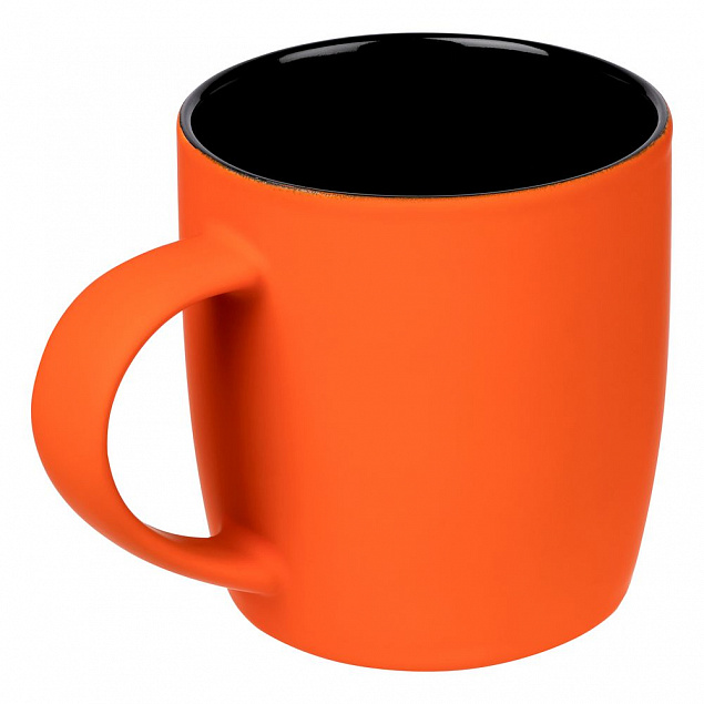 Кружка Surprise Touch Black c покрытием софт-тач, оранжевая с логотипом в Самаре заказать по выгодной цене в кибермаркете AvroraStore