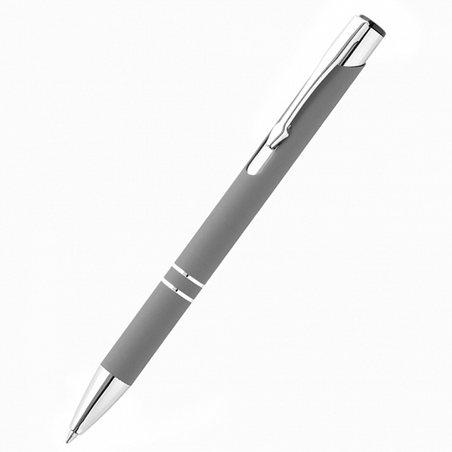 Ручка металлическая Molly софт-тач, серая с логотипом в Самаре заказать по выгодной цене в кибермаркете AvroraStore