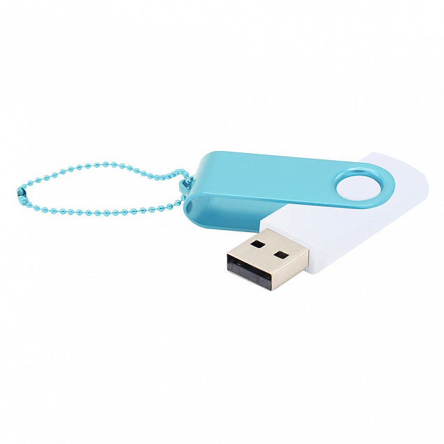 Флешка Designer To Go 2.0 USB 16Gb, белый/бирюзовый с логотипом в Самаре заказать по выгодной цене в кибермаркете AvroraStore