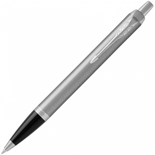 Ручка шариковая Parker IM Essential Stainless Steel CT, серебристая с черным с логотипом в Самаре заказать по выгодной цене в кибермаркете AvroraStore