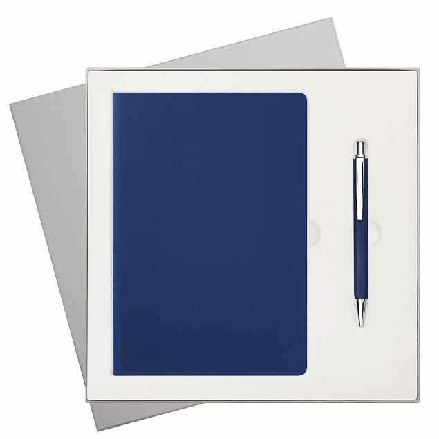 Подарочный набор Spark, синий (ежедневник, ручка) с логотипом в Самаре заказать по выгодной цене в кибермаркете AvroraStore