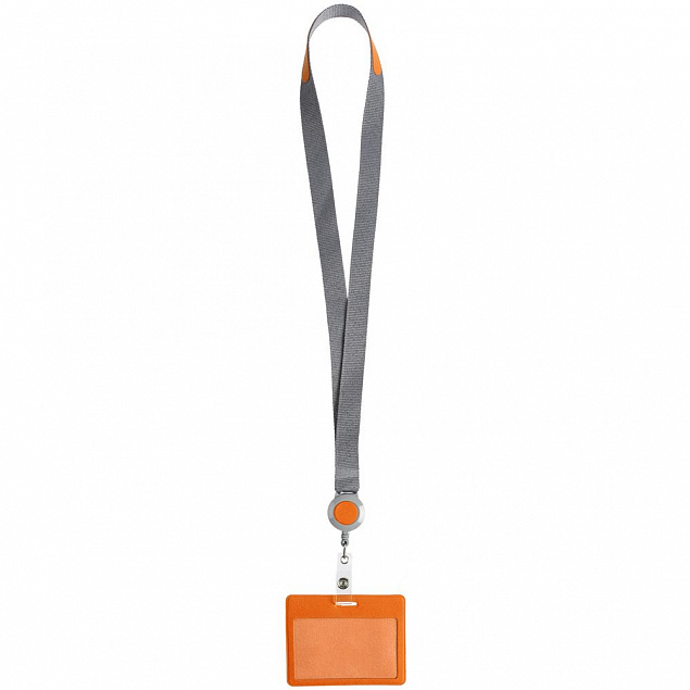 Чехол для карточки с лентой и ретрактором Devon, оранжевый с логотипом в Самаре заказать по выгодной цене в кибермаркете AvroraStore