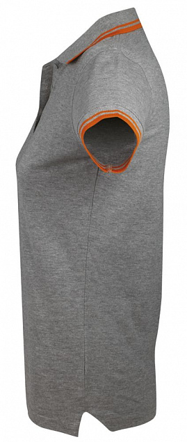 Рубашка поло женская PASADENA WOMEN 200 с контрастной отделкой, серый меланж c оранжевым с логотипом в Самаре заказать по выгодной цене в кибермаркете AvroraStore