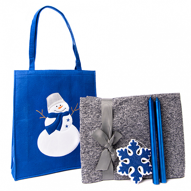 Набор подарочный NEWSPIRIT: сумка, свечи, плед, украшение, синий с логотипом в Самаре заказать по выгодной цене в кибермаркете AvroraStore