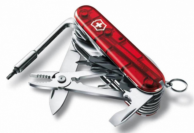 Офицерский нож CyberTool L, полупрозрачный красный с логотипом в Самаре заказать по выгодной цене в кибермаркете AvroraStore