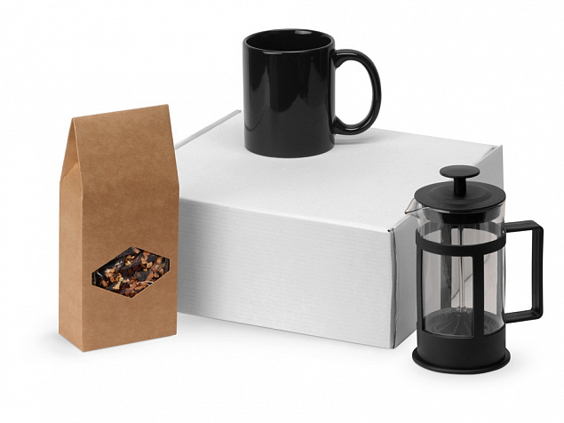 Подарочный набор с чаем, кружкой и френч-прессом «Чаепитие» с логотипом в Самаре заказать по выгодной цене в кибермаркете AvroraStore