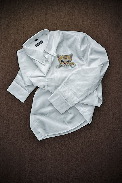 Рубашка мужская с длинным рукавом BEL AIR, белая с логотипом в Самаре заказать по выгодной цене в кибермаркете AvroraStore