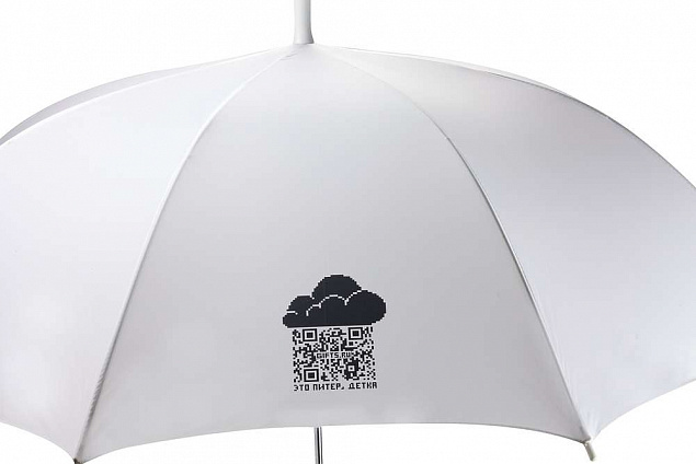 Зонт-трость Promo, белый с логотипом в Самаре заказать по выгодной цене в кибермаркете AvroraStore