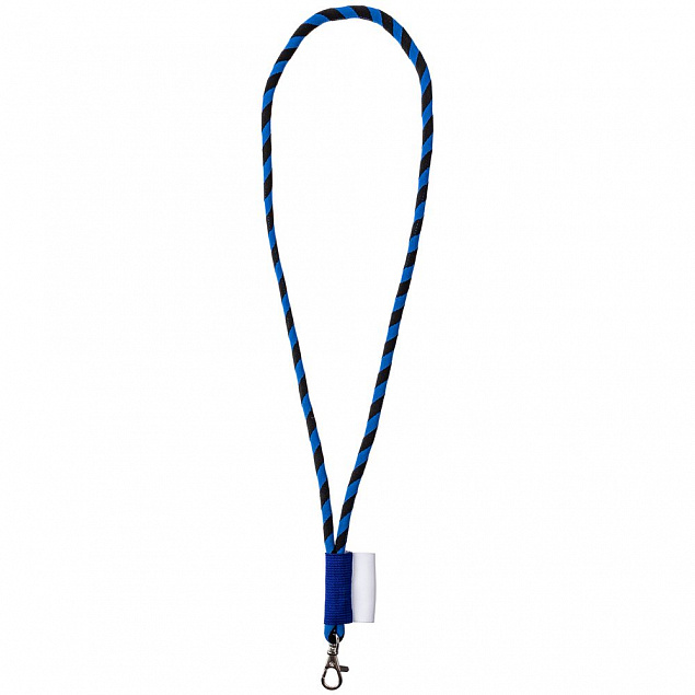 Шнурок для бейджа Tube Long, черный с синим с логотипом в Самаре заказать по выгодной цене в кибермаркете AvroraStore