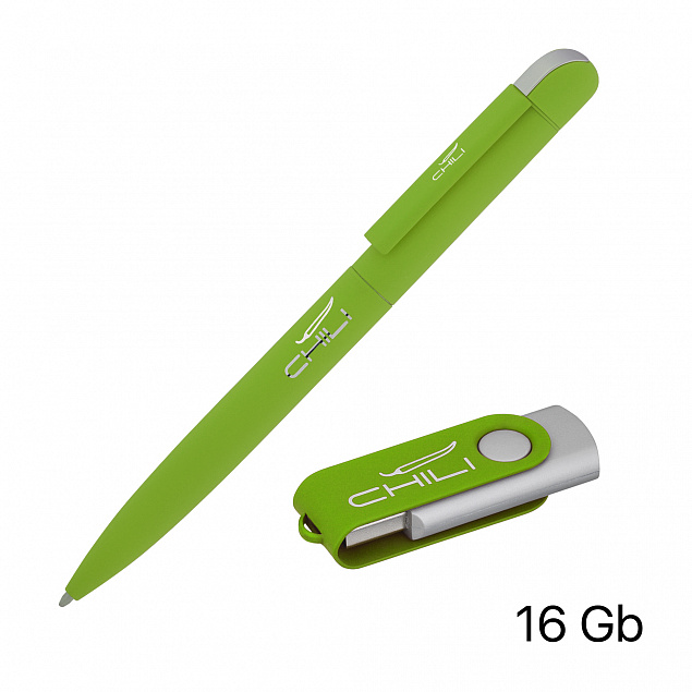 Набор ручка + флеш-карта 16 Гб в футляре, покрытие soft touch с логотипом в Самаре заказать по выгодной цене в кибермаркете AvroraStore
