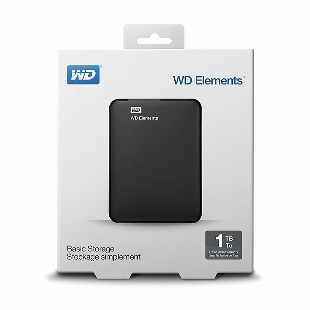 Внешний диск WD Elements, USB 3.0, 1Тб, черный с логотипом в Самаре заказать по выгодной цене в кибермаркете AvroraStore