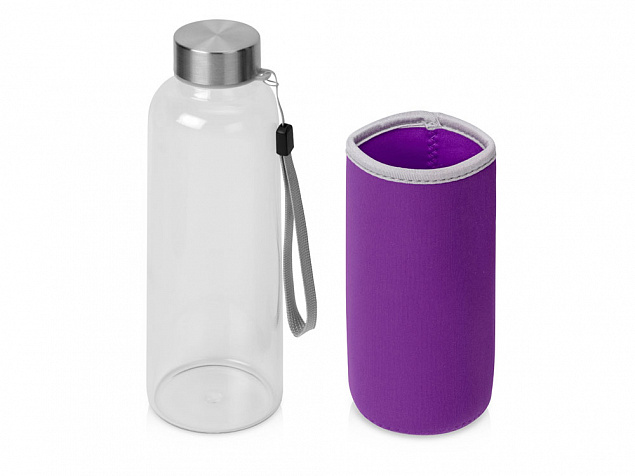 Бутылка для воды Pure c чехлом, 420 мл, фиолетовый с логотипом в Самаре заказать по выгодной цене в кибермаркете AvroraStore
