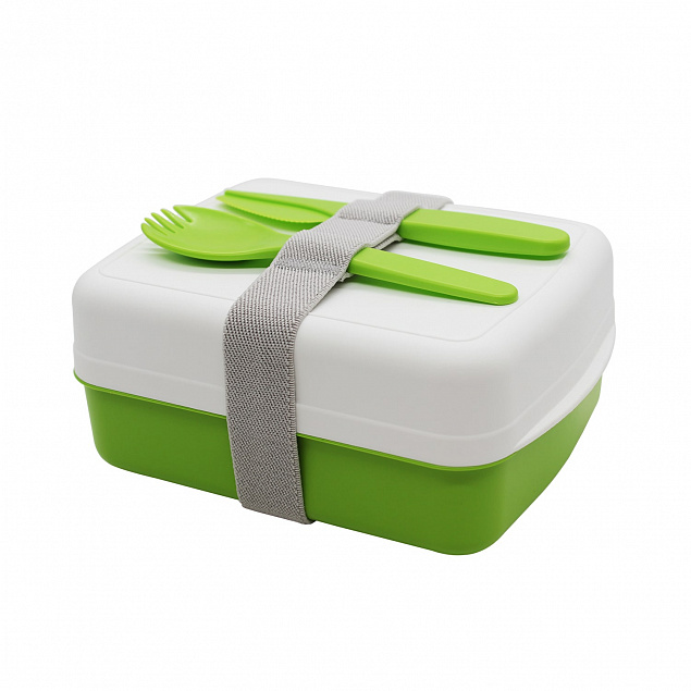 Ланч-бокс Lunch Green Line со столовыми приборами (салатовый) с логотипом в Самаре заказать по выгодной цене в кибермаркете AvroraStore