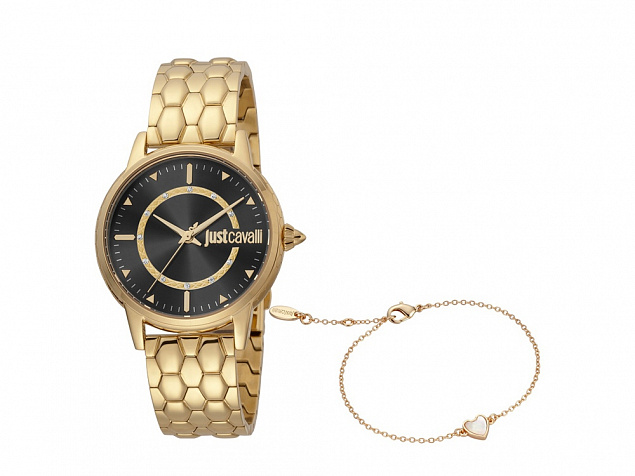 Подарочный комплект, состоящий из женских наручных часов и браслета. Just Cavalli с логотипом в Самаре заказать по выгодной цене в кибермаркете AvroraStore