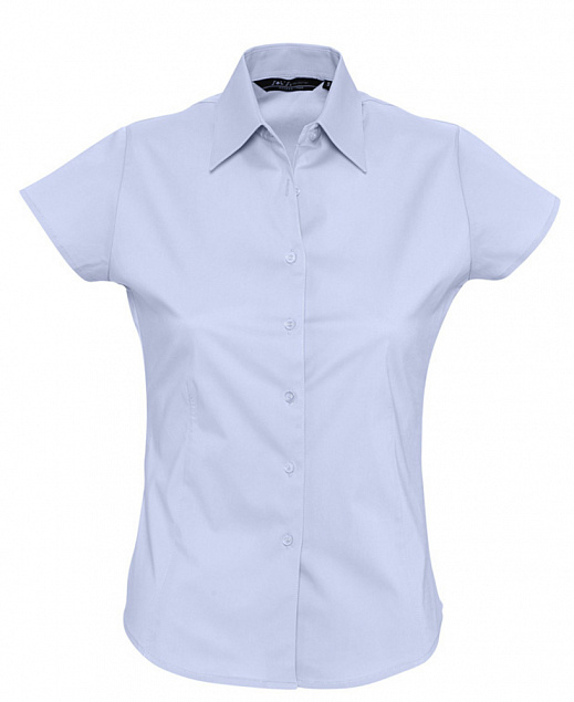 Рубашка женская с коротким рукавом EXCESS, голубая с логотипом в Самаре заказать по выгодной цене в кибермаркете AvroraStore