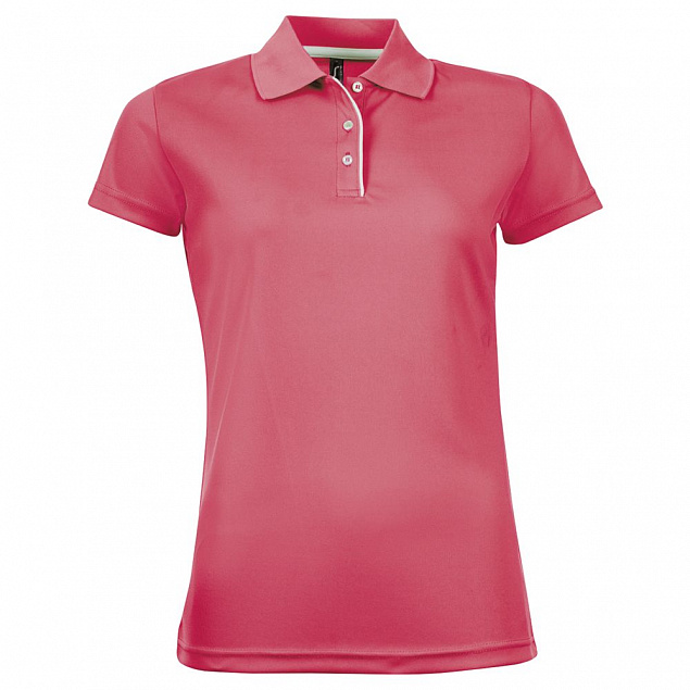 Рубашка поло женская PERFORMER WOMEN неоново-коралловая с логотипом в Самаре заказать по выгодной цене в кибермаркете AvroraStore