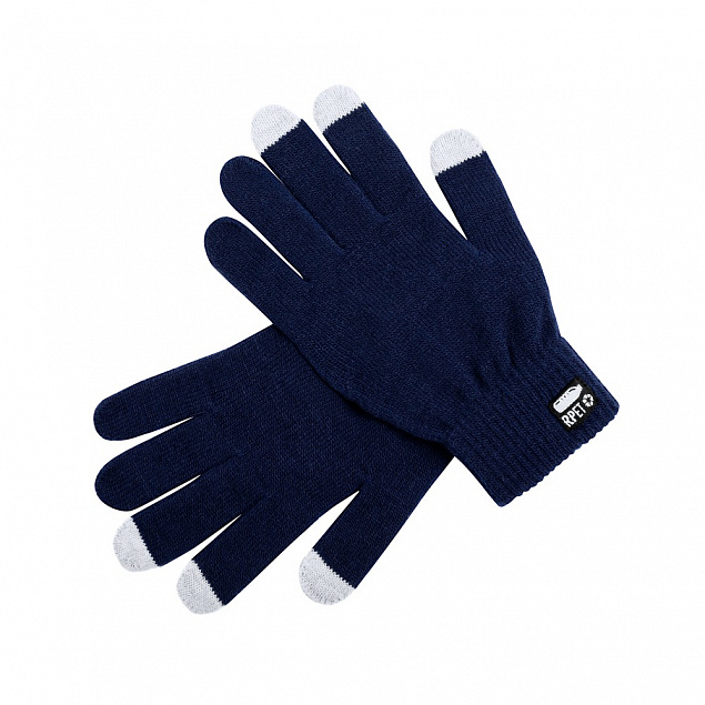 Перчатки RPET синий с логотипом в Самаре заказать по выгодной цене в кибермаркете AvroraStore