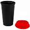 Стакан с крышкой Color Cap Black, черный с красным с логотипом в Самаре заказать по выгодной цене в кибермаркете AvroraStore