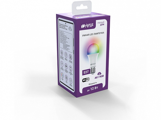 Умная лампочка HIPER IoT A61 RGB с логотипом в Самаре заказать по выгодной цене в кибермаркете AvroraStore
