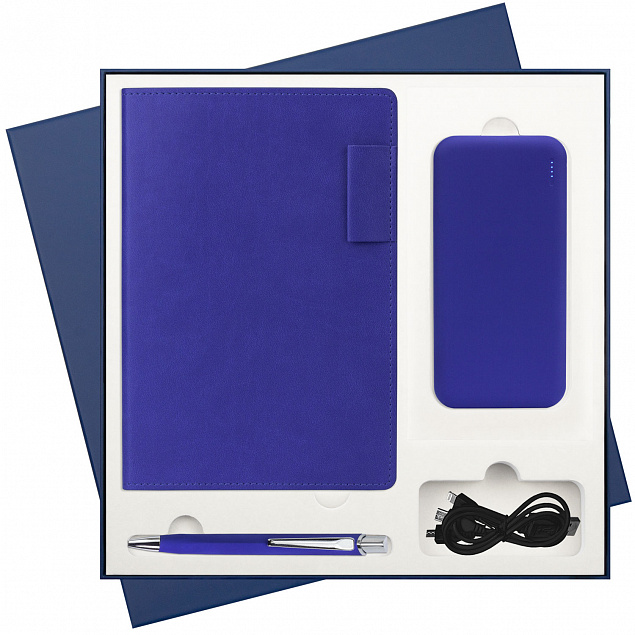 Подарочный набор Portobello/In Color Latte Ultramarine ярко-синий (Ежедневник недат А5, Ручка, Power Bank) с логотипом в Самаре заказать по выгодной цене в кибермаркете AvroraStore