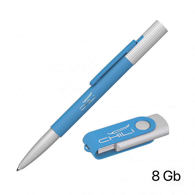 Набор ручка "Clas" + флеш-карта "Vostok" 8 Гб в футляре, покрытие soft touch с логотипом в Самаре заказать по выгодной цене в кибермаркете AvroraStore