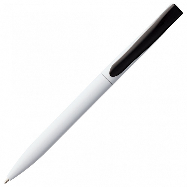 Ручка шариковая Pin, белая с черным с логотипом в Самаре заказать по выгодной цене в кибермаркете AvroraStore