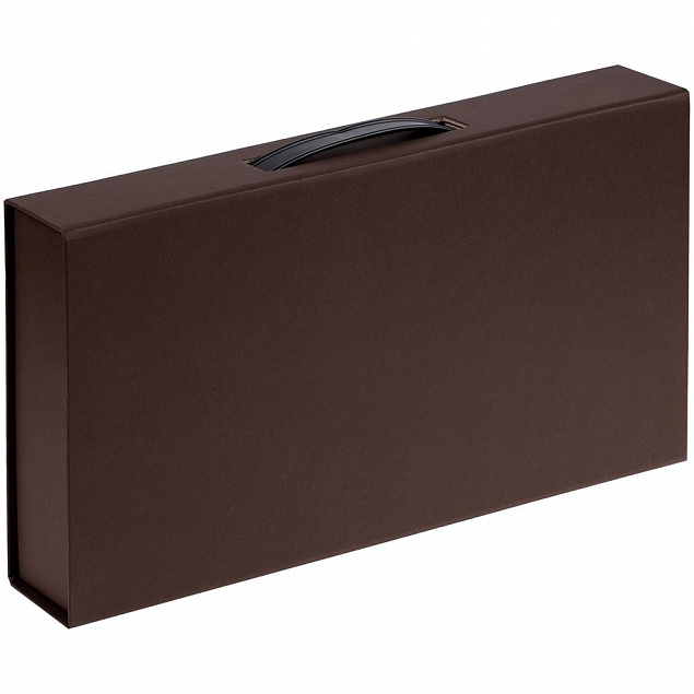 Коробка с ручкой Platt, коричневая с логотипом в Самаре заказать по выгодной цене в кибермаркете AvroraStore