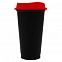 Стакан с крышкой Color Cap Black, черный с красным с логотипом в Самаре заказать по выгодной цене в кибермаркете AvroraStore