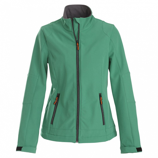 Куртка софтшелл женская TRIAL LADY, зеленая с логотипом в Самаре заказать по выгодной цене в кибермаркете AvroraStore