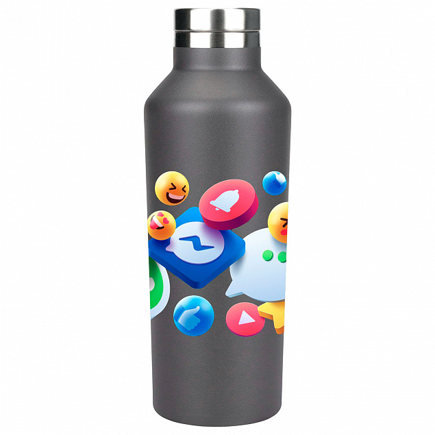 Термобутылка вакуумная герметичная, Asti, 500 ml, серая с логотипом в Самаре заказать по выгодной цене в кибермаркете AvroraStore
