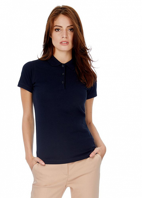 Рубашка поло женская Safran Timeless темно-синяя с логотипом в Самаре заказать по выгодной цене в кибермаркете AvroraStore