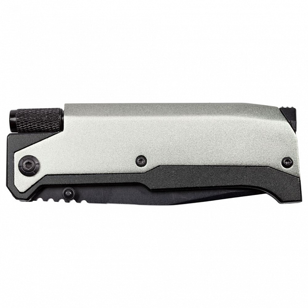 Нож складной с фонариком и огнивом Ster, серый с логотипом в Самаре заказать по выгодной цене в кибермаркете AvroraStore