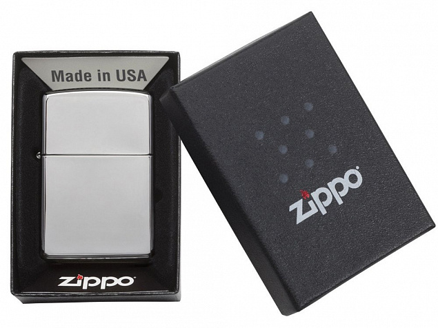 Зажигалка ZIPPO Classic с покрытием High Polish Chrome с логотипом в Самаре заказать по выгодной цене в кибермаркете AvroraStore