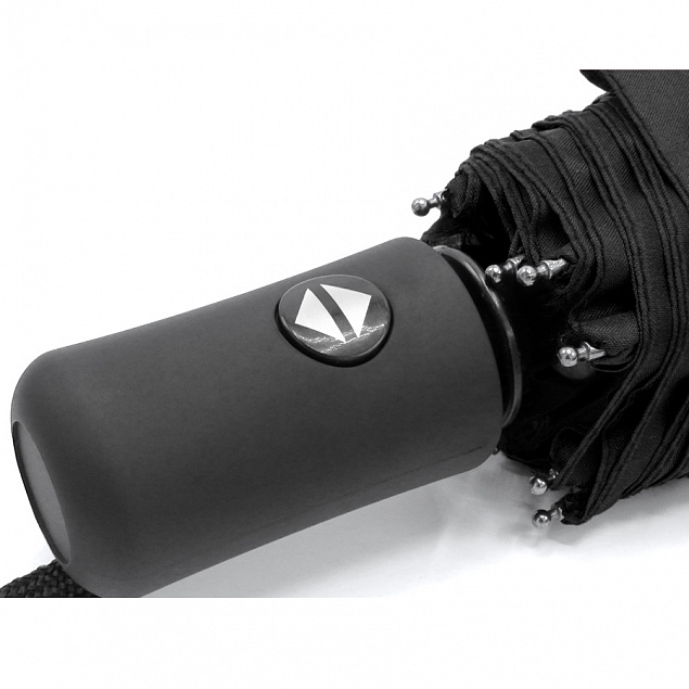 Автоматический противоштормовой зонт Vortex - Черный AA с логотипом в Самаре заказать по выгодной цене в кибермаркете AvroraStore