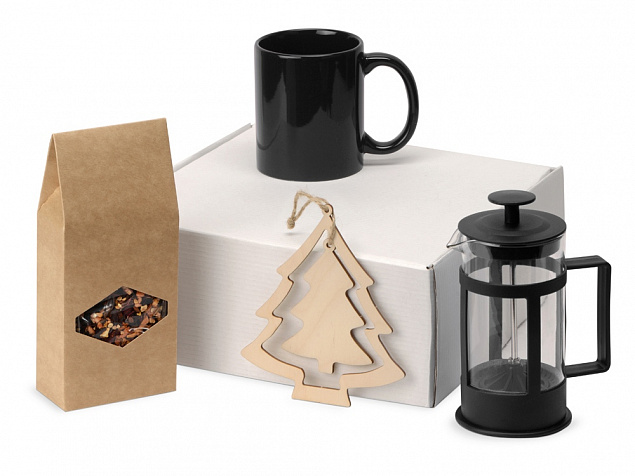 Подарочный набор с чаем, кружкой и френч-прессом «Чаепитие» с логотипом в Самаре заказать по выгодной цене в кибермаркете AvroraStore