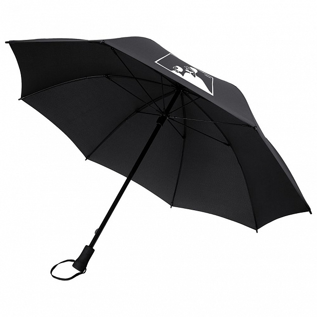 Зонт-трость «Леон», черный с логотипом в Самаре заказать по выгодной цене в кибермаркете AvroraStore