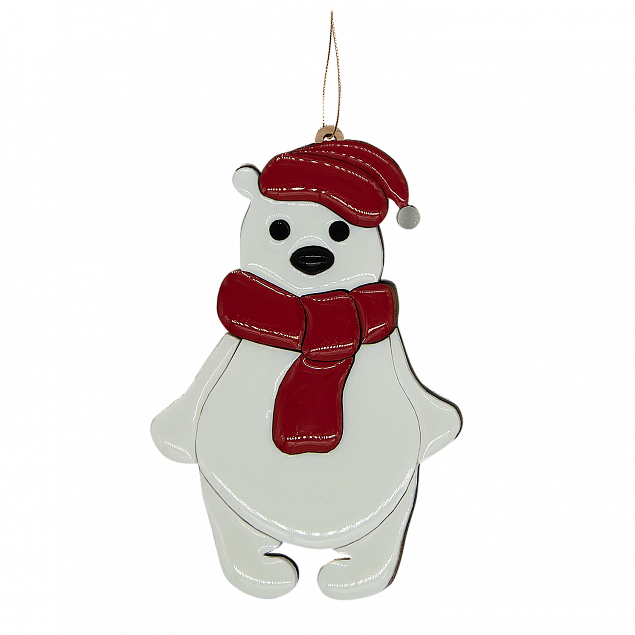 Ёлочная Игрушка Медвежонок (белый с красным) с логотипом в Самаре заказать по выгодной цене в кибермаркете AvroraStore