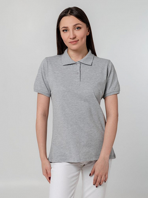 Рубашка поло женская Virma Stretch Lady, серый меланж с логотипом в Самаре заказать по выгодной цене в кибермаркете AvroraStore