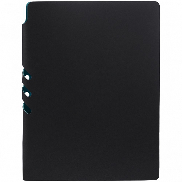 Ежедневник Flexpen Black, недатированный, черный с бирюзовым с логотипом в Самаре заказать по выгодной цене в кибермаркете AvroraStore