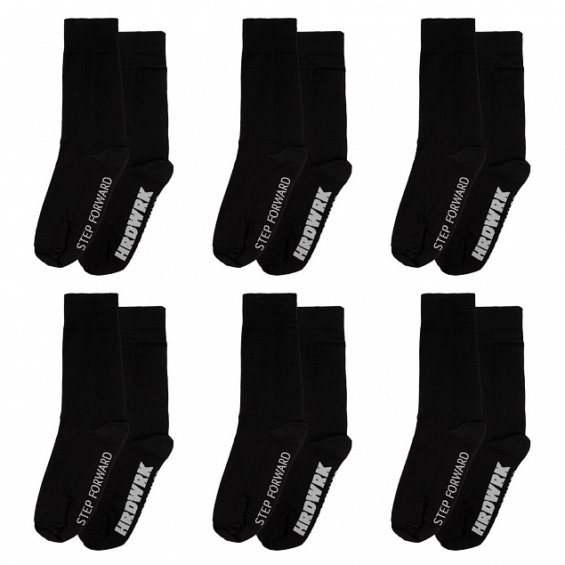Набор из 6 пар носков Hard Work Black с логотипом в Самаре заказать по выгодной цене в кибермаркете AvroraStore