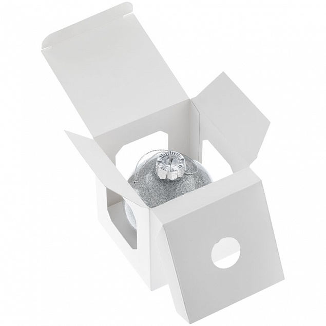Елочный шар Finery Gloss, 8 см, глянцевый серебристый с глиттером с логотипом в Самаре заказать по выгодной цене в кибермаркете AvroraStore