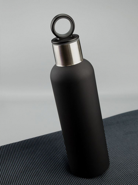 Термобутылка Sherp, черная с логотипом в Самаре заказать по выгодной цене в кибермаркете AvroraStore