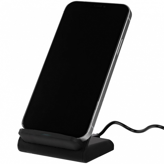 Быстрое беспроводное зарядное устройство Overtop, черное с логотипом в Самаре заказать по выгодной цене в кибермаркете AvroraStore