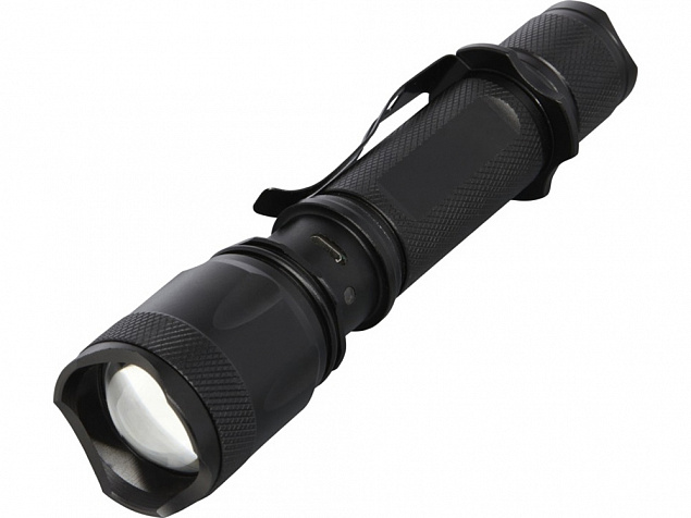 Mears Перезаряжаемый тактический фонарь мощностью 5 Вт, черный с логотипом в Самаре заказать по выгодной цене в кибермаркете AvroraStore