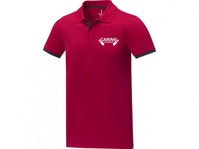 Morgan Двухцветное мужское поло с коротким рукавом , красный с логотипом в Самаре заказать по выгодной цене в кибермаркете AvroraStore