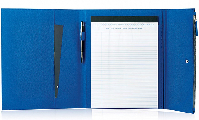 Папка А4  "PATRIX"  с блокнотом и карманом  на молнии, синяя, полиэстер 600D с логотипом в Самаре заказать по выгодной цене в кибермаркете AvroraStore