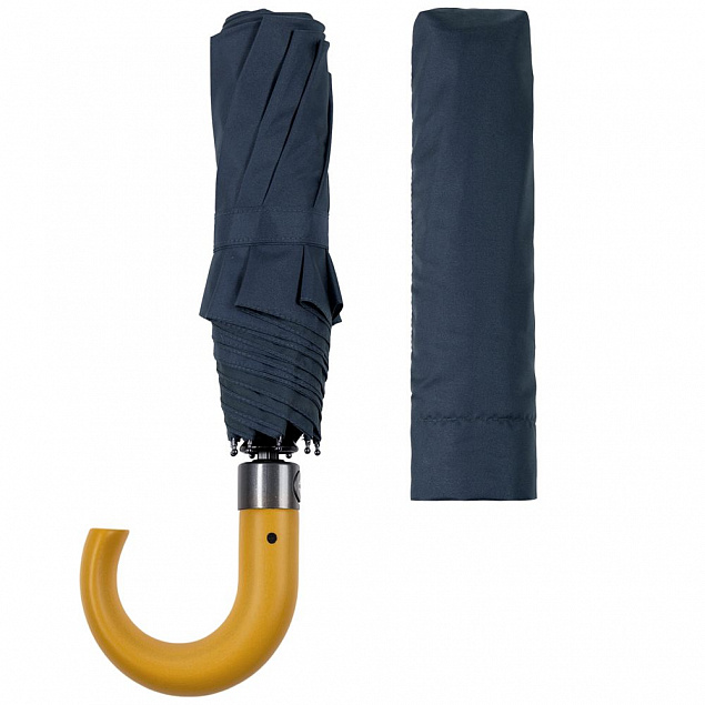 Зонт складной Classic, темно-синий с логотипом в Самаре заказать по выгодной цене в кибермаркете AvroraStore