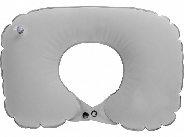 Подушка под шею с помпой Push, серый с логотипом в Самаре заказать по выгодной цене в кибермаркете AvroraStore