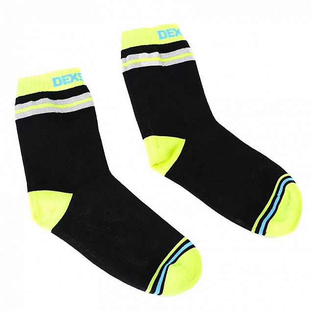 Водонепроницаемые носки Pro Visibility Cycling, черные с зеленым с логотипом в Самаре заказать по выгодной цене в кибермаркете AvroraStore