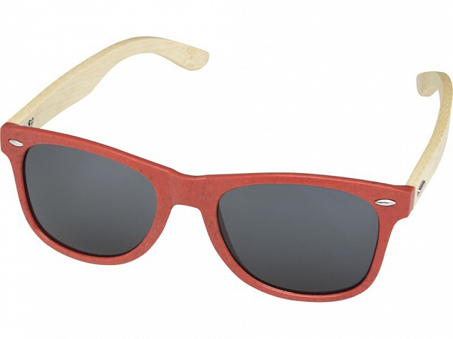 Sun Ray очки с бамбуковой оправой, красный с логотипом в Самаре заказать по выгодной цене в кибермаркете AvroraStore